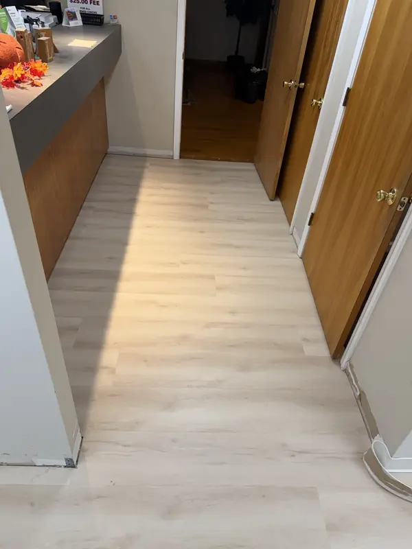 Commercial LVP down an office hallway